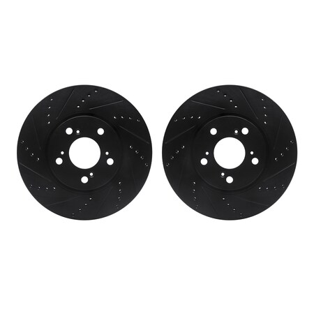 Dynamic Friction Co Rotors-Drilled and Slotted-Black, Zinc Plated black, Zinc Coated, 8002-58013 8002-58013